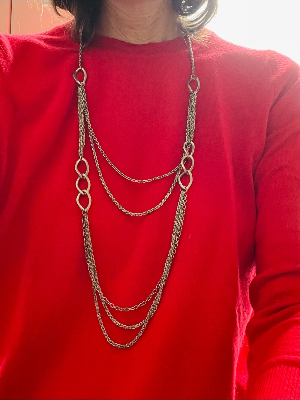 Long Multi-Chain Silver Statement Necklace - Women Jewelry